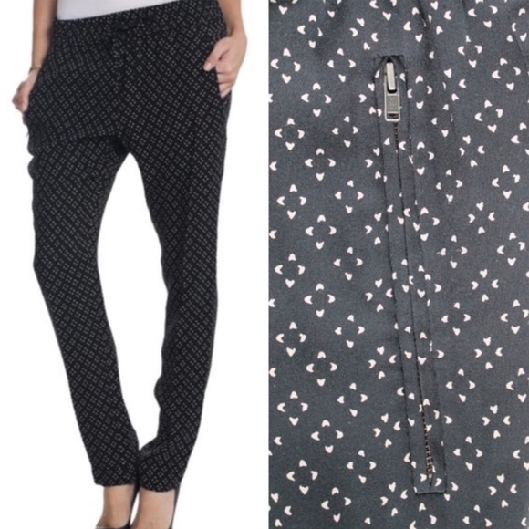 NWT 2013 A.L.C. Silk Black/Tan Drawstring Pants Women's Large - Picture 15 of 15